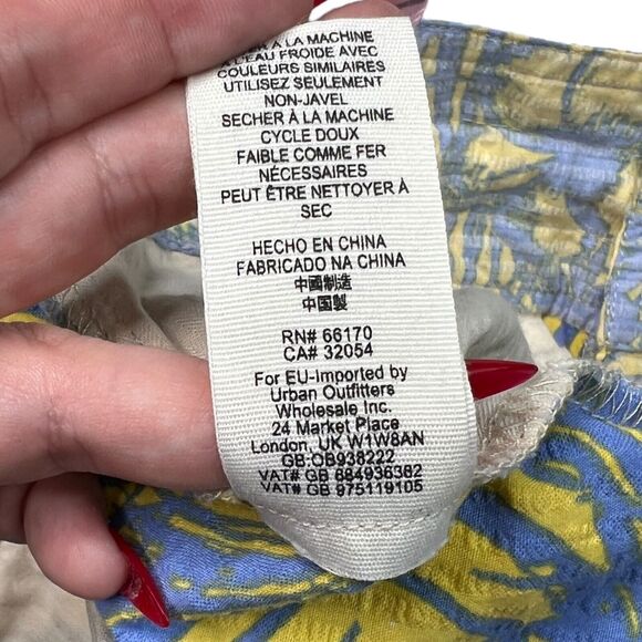 Free People Island Shorts Hawaiian Tropical Mango Blue Yellow Womens 0 - Picture 8 of 8